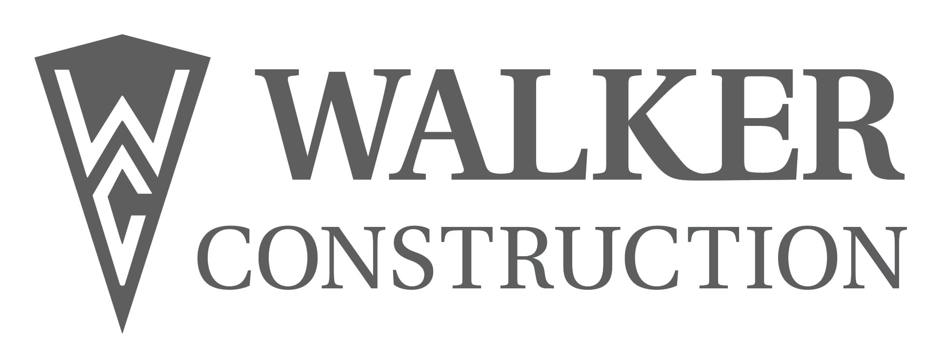 Walker Construction logo in gray text with a stylized "W" emblem on the left.