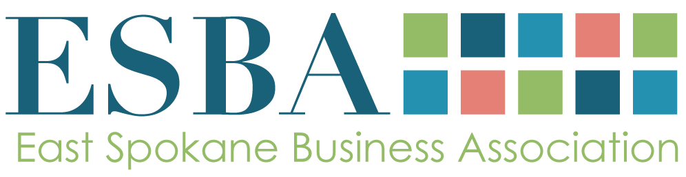 Logo of East Spokane Business Association with colorful squares